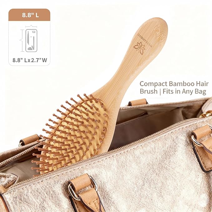 Bamboo Hair Brush-Detangling, Scalp Massage for Hair Growth, Wet/Dry Brush for Men, Women, Kids & Pets - for All Hair Types, Paddle Wooden Hairbrush Perfect for Home, Travel & Salon Use