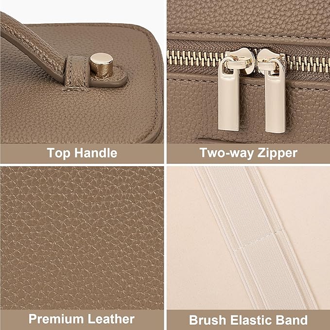 Makeup Bag Vanity Case for Women Leather Cosmetic Bag Travel Toiletry Bags Portable Makeup Organizer Case