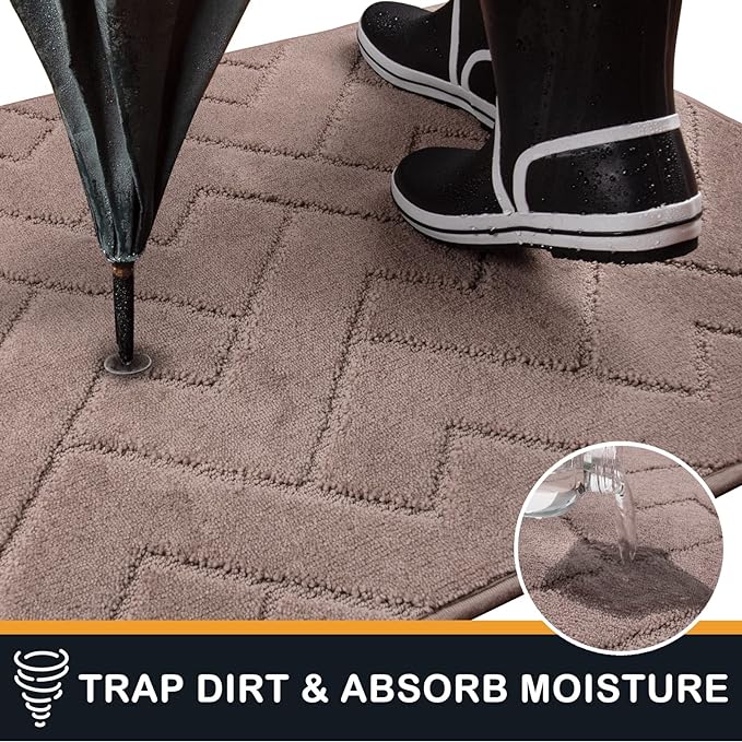 PURRUGS Dirt Trapping Door Mat 24" x 59", Non-Slip Machine Washable Entry Rug, Dog Doormat, Indoor Front Door Mat, Super Absorbent Entryway Rug for Muddy Shoes & Paws, Grayish Brown