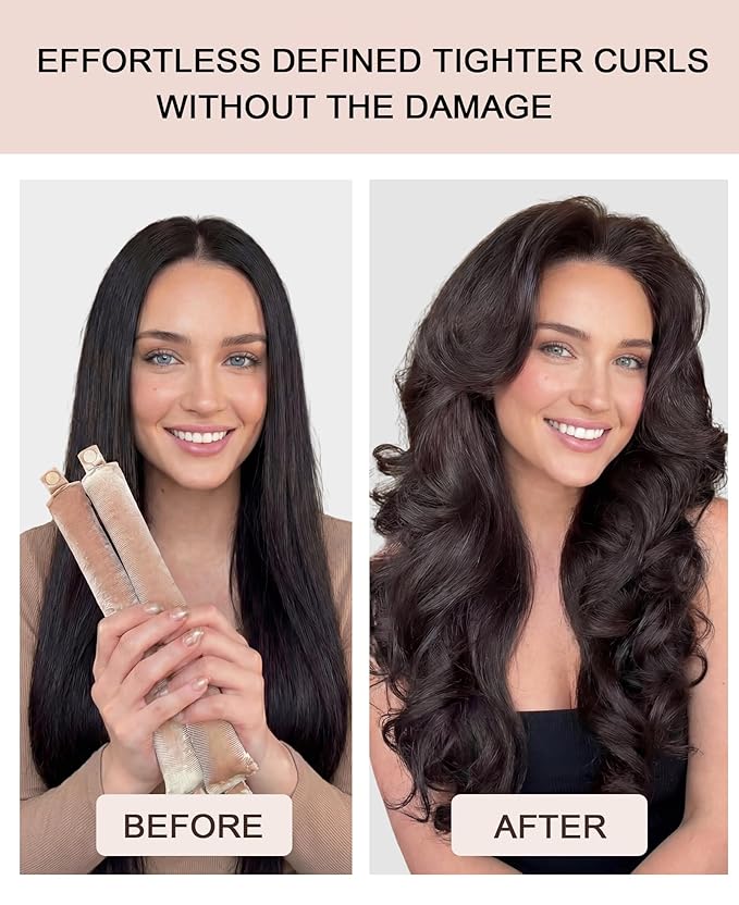 Littles Heatless Curls Overnight Rods - Upgraded Directional Grip Velvet Heatless Hair Curler to Sleep in No Heat Heatless Curling Flexi Rods Foam Hair Rollers for Blowout Look Long & Short Hair