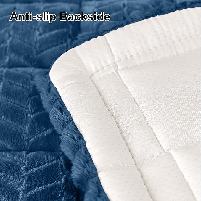 Smiry Non Slip Couch Covers for Dogs, Fuzzy Pet Couch Covers for 2-3 Cushion Sofa Pet Friendly, Soft Sofa Slipcovers Cushion Furniture Protector Washable (Navy Blue, 27.6" x 59")