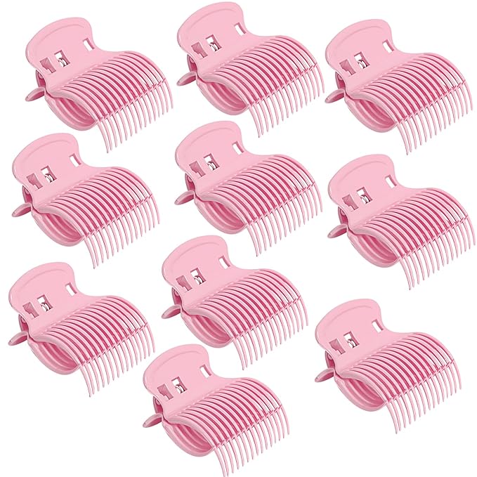 Hot Roller Clips -10PCS Hair Roller Clip - Hair Curler Claw Clip - Replacement Roller Clips for Women Girls Hair Section Styling - Pink