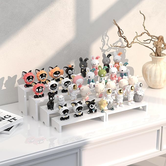 2 Set White Wood Tiered Riser Display Stands for Vendor Events,Stackable Wooden Cupcake Stand,Farmhouse Decor Wood Dessert Table Display Set,Vendor Booth Display Items,Food Display Risers for Party