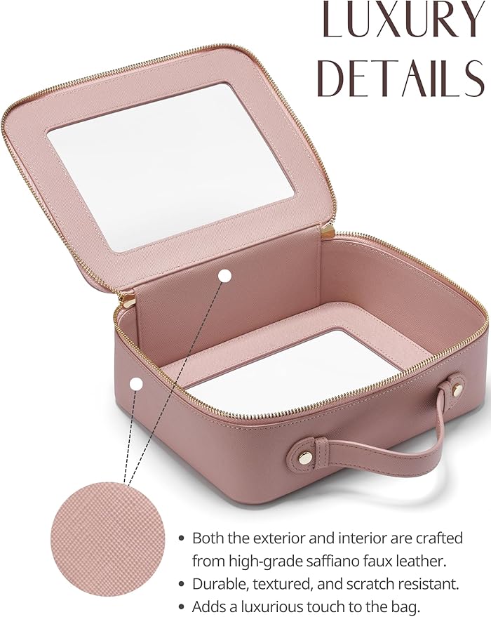 Popvibe Clear Makeup Bag Travel Cosmetic Case Transparent Toiletry Bag with Zipper, Portable Make Up Organizer Traveling Compact Car Bag for Essentials