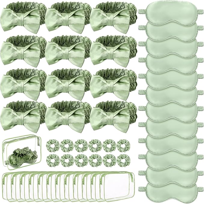 Kajaia 48 Pcs Sleepover Party Supplies for Girls Spa Part Favor Slumber Party Supplies for Women Headband Eye Mask Hair Scrunchies Toiletry Bag