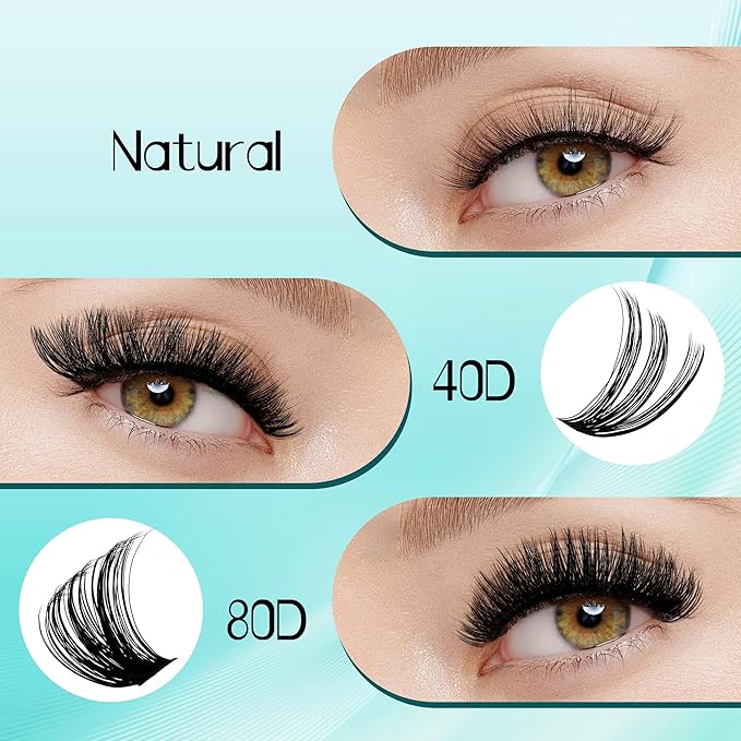 GEMERRY Fluffy Lash Extension Kit Thick Lash Clusters Kit Eyelash Clusters 280Pcs D Curl Eyelash Extension Kit With Lash Bond and Seal, Lash Tweezers, DIY Lash Extension(60P-10-18mm)