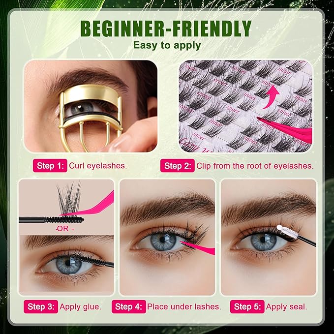 Lash Clusters Natural & Fluffy Lashes Lash Extension Biodegradable Eyelash Clusters Cruelty Free False Eyelashes 0.05mm DIY for Beginner
