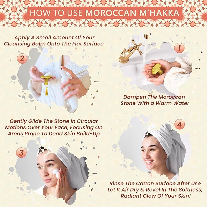 Face Scrubber Exfoliator – Gentle Face Exfoliator Scrubber & Facial Brush for Cleaning and Exfoliating – Moroccan Clay & Sabra Fabric Pad for Smooth Radiant Skin, Men & Women