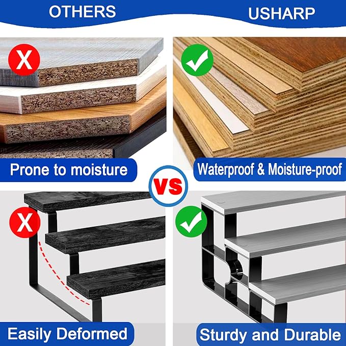 Wooden Bathroom Countertop Organizer,4 Tier Cologne and Perfume Organize for Men,Display Riser Stand for Bedroom Vanity,Bathroom Storage Shelf(White,4 Tiers-Width=11.2")