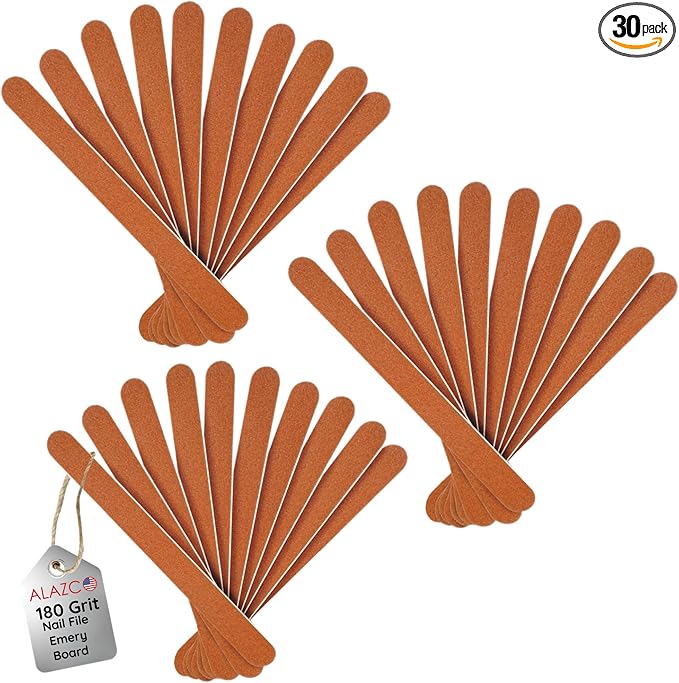 30Pcs Nail File Emery Boards Buffering Files Professional Manicure Pedicure Beauty Tools Dual Sided Nail Files Med & Coarse Set for Home and Salon Washable Travel TSA Friendly