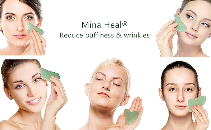 Mina Heal Green Aventurine Jade Stone Gua Sha Facial Massager Excellent Skincare Tool