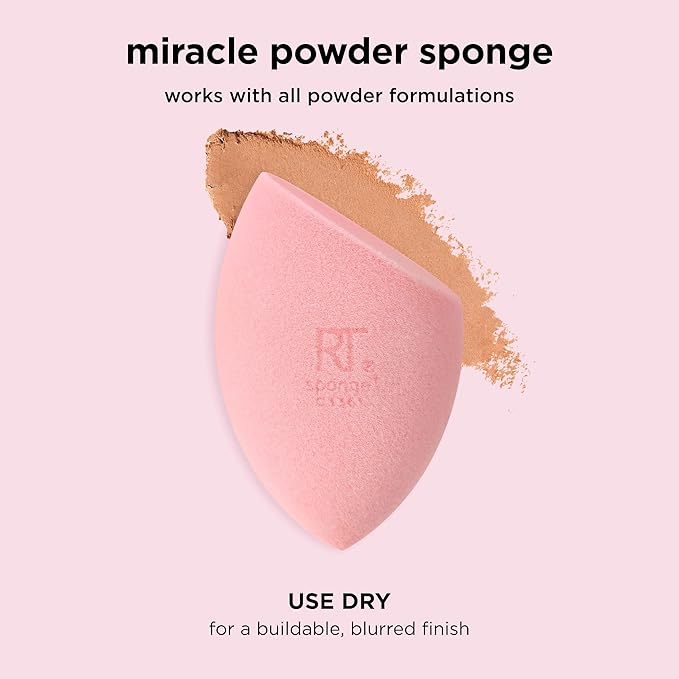 Real Techniques Iconic Blend + Set Makeup Sponge Duo, Makeup Blending Sponges, For Liquid, Cream, & Powder, Cloud Skin, Powder Sponge & Foundation Sponge, Latex-Free, Vegan & Cruelty Free, 2 Count