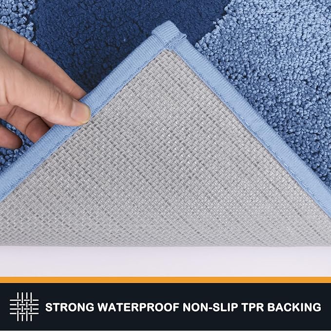 PURRUGS Dirt Trapping Door mat 32" x 70", Non-Skid/Slip Machine Washable Microfiber Entryway Rug, Dog Door Mat, Super Absorbent Welcome Mat for Muddy Wet Shoes and Paws, Light Blue