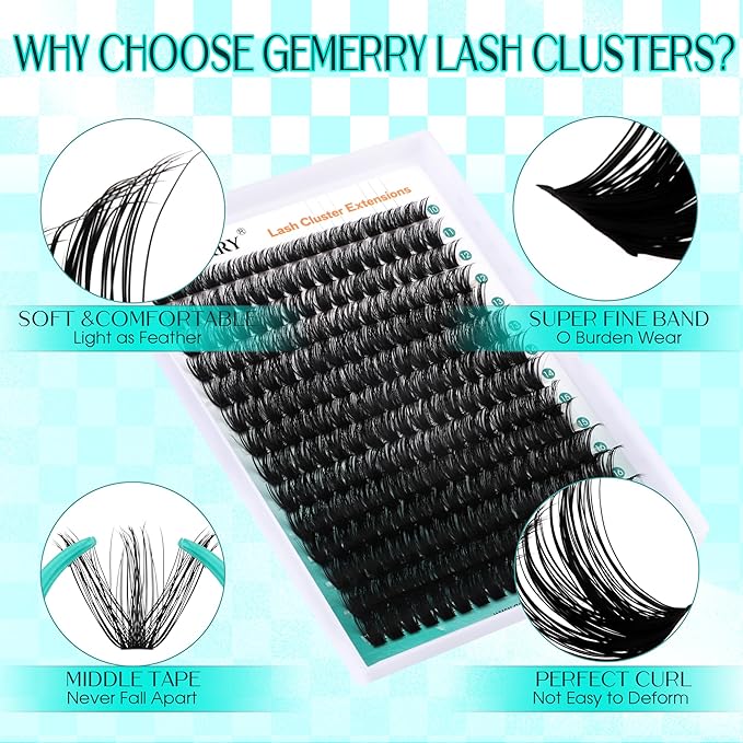 Eyelash Clusters Fluffy Lash Clusters Thick 280pcs 200D Cluster Eyelash Extensions DIY At Home Individual Lashes Cluster Lashes by GEMERRY（200P-10-18mm)