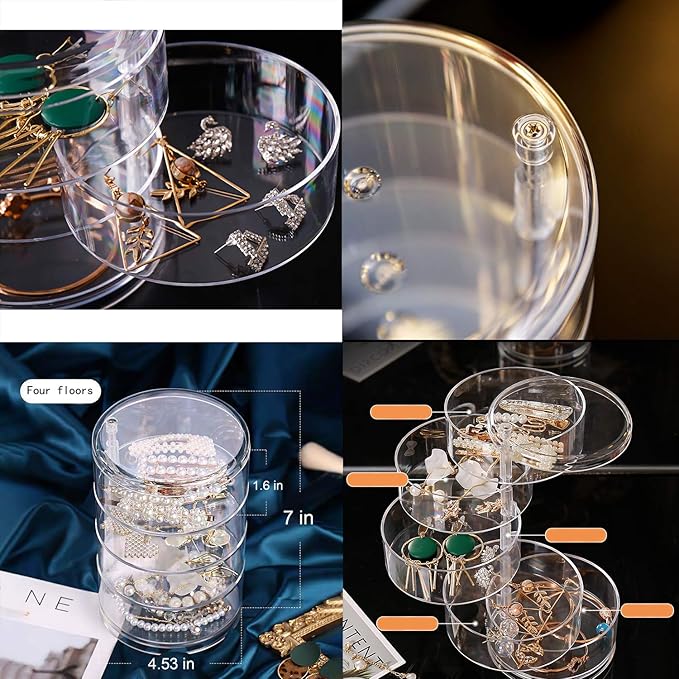 Stackable Storage Jewellery Trays Hair Accessory Containers Simple Houseware Organizer 4 Layers 7.14in.