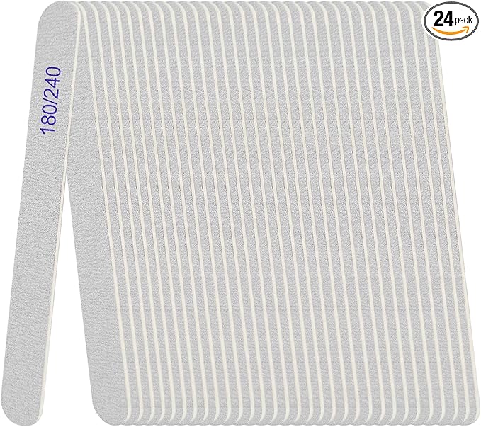 Nail File, Emery Boards for Nails 180/240 Grit Nail Files for Natural Nails Wood Double Sided Emory Fingernail Files Professional Reusable Manicure Pedicure limas para uñas (24 Packs)