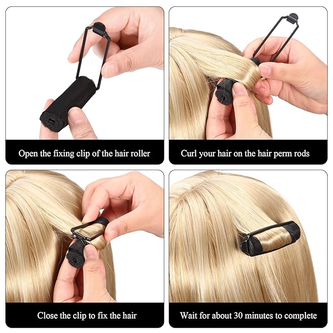 WILLBOND 40 Pieces Sponge Hair Rollers 1 x 2.6 Inch Satin Rollers for Black Hair Soft Curler Flexible Styling Wave Curlers for Hairdressing Styling