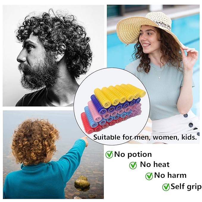 36PCS Self Grip Small Hair Curlers Heatless Roller Hair Curlers Pro Salon Hairdressing Curler DIY Curly Hairstyle Hair Rollers Tools Rat Tail Comb for Women Medium Short Hair(0.6 x 2.4 Inch)