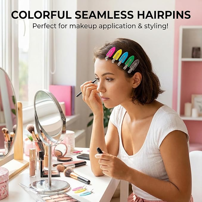 Creaseless Hair Clips for Women Styling 40Pcs Getting Ready No Crease Hair Clips for Bangs Setting No Bend Dent Makeup Clip Application Skincare Clip (medium pink)