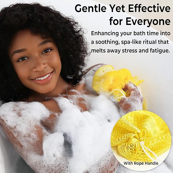 African Net Sponge with Knots - 2 Pieces Exfoliating Body Scrubber Bath Sponge - Back Scrubber Washcloth for Shower - Real African Scrub Exfoliator Body Care for Women