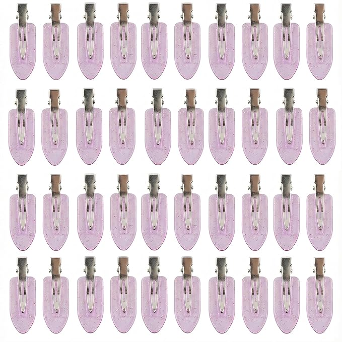 No Crease Hair Clips Makeup Pin Curl Clip Bulk 40Pcs Multicolor No Bend Dent Bang Creaseless Hair Clips for Makeup Application Bangs Hairpin Setting Pins Clip for Women Styling (Translucent Purple)