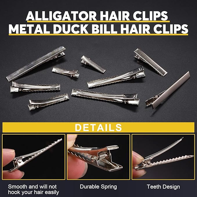 200Pcs 2.55 inch / 6.5 cm Alligator Hair Clips Bulk Silver Single Prong Hair Clips For Bows Making Hair Pins For Sectioning Hair Styling And Sectioning Hairdressing DIY Crafts