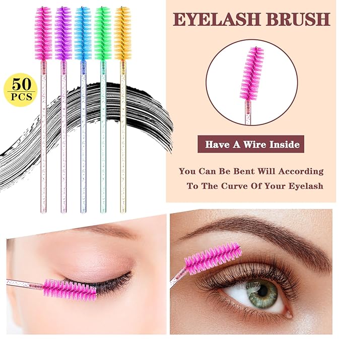 232 Pcs Lash Lift kit, 50 Lash Lift Rods Silicone Eyelash Pads 2 Eyelash Separator Tool with Separation Comb 100 Micro Swabs 50 Crystal Mascara Brushes 30 Pairs Eye Pads (Multicolored)