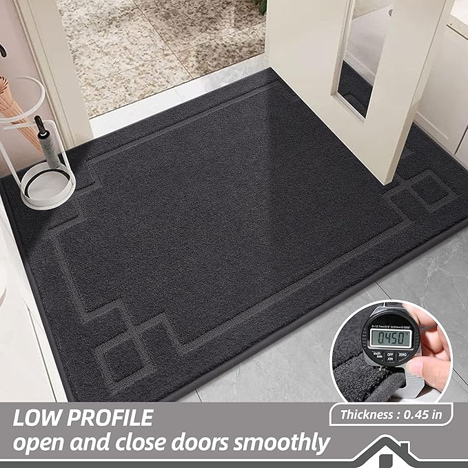 BEQHAUSE Door Mat 36" x 60", Non-Slip Door Mats Indoor Entryway Rugs Washable Low-Profile Absorbent and Stain Resist Floor Mats, Dog Door Mat for Front Back Door, Mud Wet Shoes & Paws, Dark Grey