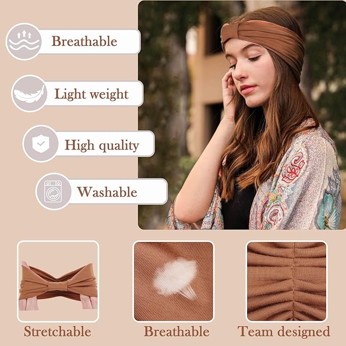 Kachanaa 6 Packs New Wide Headbands for Women's Hair,Non-Slip Soft Elastic Bandeau Hair Bands Makeup Yoga Workout Running Sweat Hair Wraps Fashion Hair Accessories