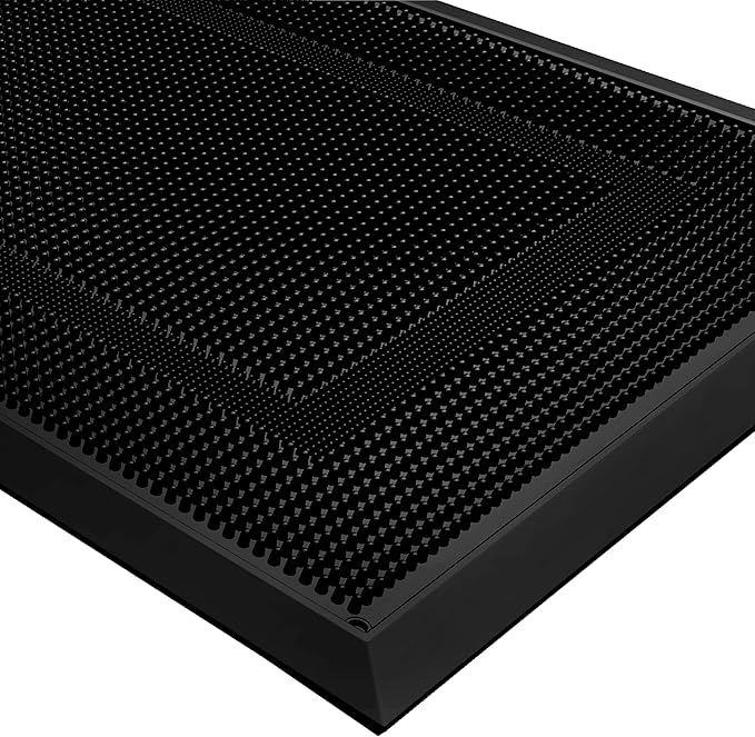 BEHERO Front Door Mat Outside Entrance, 36" x 17" Heavy Duty Rubber Outdoor Mats Enlarged for Entryway, Welcome Matt Outdoor, Dirt Trapping Waterproof Exterior Entry Mats, All Weather Doormat Black