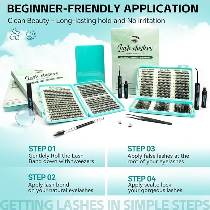 Wispy Lash Clusters, Individual Cluster Lashes, DIY Cluster Eyelash Extensions for Natural Wispy Look, Soft Lightweight Individual Lash Clusters for At-Home Lash Extension (30D&40D&50D 9-16mm)