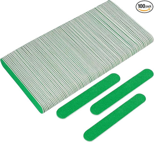 Mini Nail Files Bulk (100 Pcs), Double Sided Emery Board Nail File for Nature Nails, Manicure Tool Set Disposable Colorful Nail File for Home Salon Use Travel Size Men Women Kids Wood Board