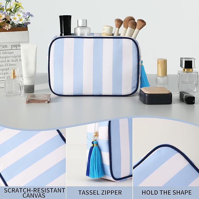 Makeup Bag Travel Cosmetic Bag Organizer Tassel Toiletry Bag Large Canvas Zipper Pouch Mahjong Tile Bag