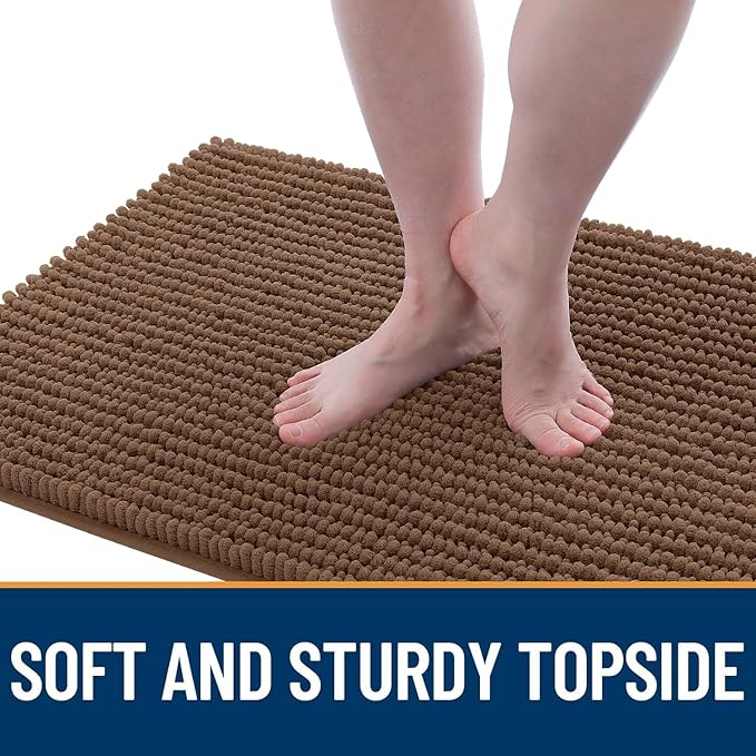 OLANLY Dog Door Mat for Muddy Paws 59x20, Ultra Absorbent Chenille Mud Doormat, Non-Slip Washable and Dirt Trapping Doormat for Indoor Entryway, Quick-Dry Indoor Pet Bed Mats for Dogs, Mocha