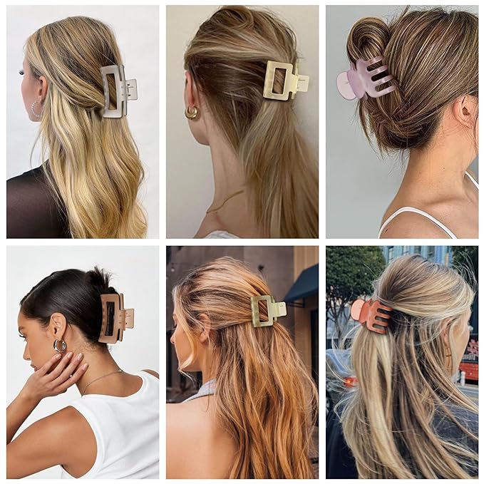 12 Pcs Hair Clips for Women 3 Styles Small Medium Large Claw Clips for Thin Thick Curly Hair, Strong Hold Hair Claw Clips, Stylish Plastic Hair Accessories Ideal Gifts for Women (Ice Cream)
