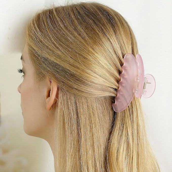 8 Pcs Large Acrylic Hair Claw Clips for Women Non-slip Strong Hold Jaw Clamps for Thick Thin Hair(Frosted,Spring Color)