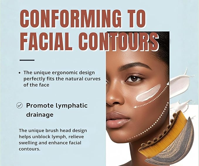 2PCS Lymphatic Contour Face Brush, Ergonomically Designed to Fit The Skin Precisely and Relieve Fatigue, Facial Massage Brush for Drainage & Sculpting- Anti-Puffiness, Detox & Lift, Dry Brushing Face