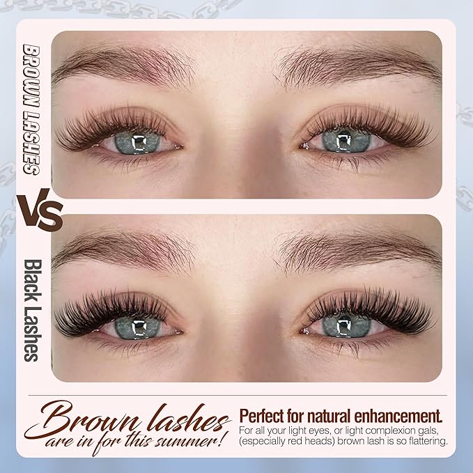 Mavphnee Brown Lash Clusters Kit Natural Eyelash Clusters Dark Brown Eyelash Extensions CC-Curly Pestañas Postizas Wispy Individual Lash Extensions Kit 8-16MM Brown Cluster Lashes 144PCS DIY Lash Kit