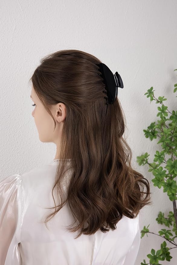 Durable Acetate Hair Clips - 4-Inch Black Claw Clips for Fine and Thick Hair (Black)