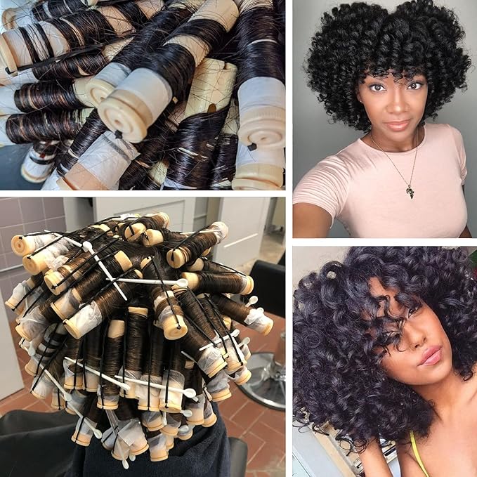 Perm Rods Large Hair Rollers for Natural Long Short Hair Styling Tool Hair Curlers Beige Color
