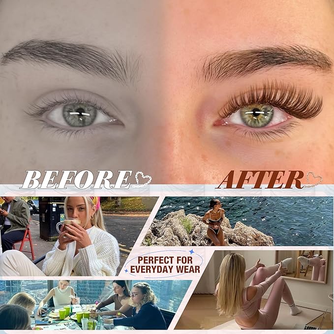 Mavphnee Brown Lash Clusters Kit Natural Eyelash Clusters Dark Brown Eyelash Extensions CC-Curly Pestañas Postizas Wispy Individual Lash Extensions Kit 8-16MM Brown Cluster Lashes 144PCS DIY Lash Kit