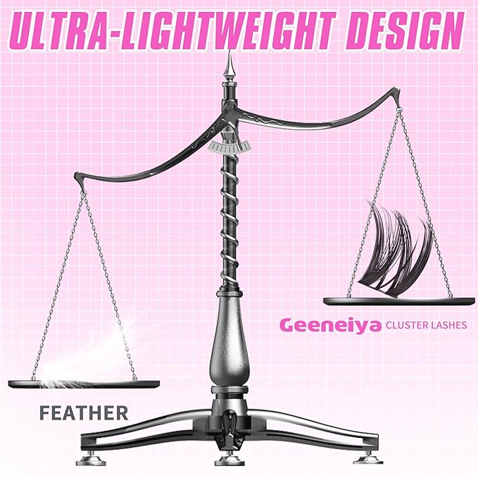 Geeneiya FLORA Lashes Clusters Kit DIY Lash Extension, 8-18MM Wispy Lash Clusters, Ultra-thin Band Eyelash Extension Kit with Waterproof Black Lash Bond and Seal, Lash Remover, Tweezers for Beginners