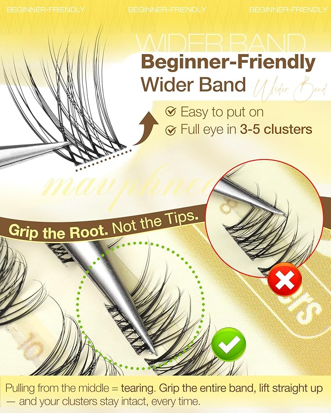 Natural Lash Clusters 8-16MM Wispy Eyelash Clusters with CC-Curly & Clear Band Pestañas Postizas Naturales 144Pcs DIY Eyelash Extensions at Home, Easy to Wear For Daily Makeup