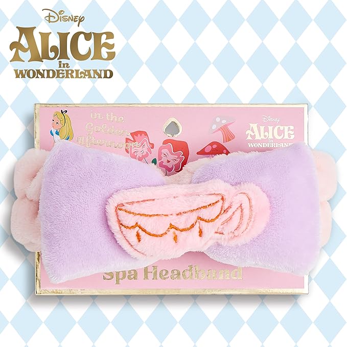 Disney Spa Headband, Soft, Plush, Adjustable, and Fun Hair Accessory for Skincare and Makeup Routines, Alice - Pink by Belle Maison