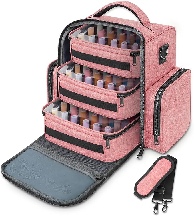 YOREPEK Nail Polish Organizer Holds 72 Bottles (15ml-0.5 fl.oz) Large Nail Polish Carrying Case with 3 Removable Pouches and 4 Zippered Pockets for Manicure Tools, Supplies, Nail Lamp, Gift for Women