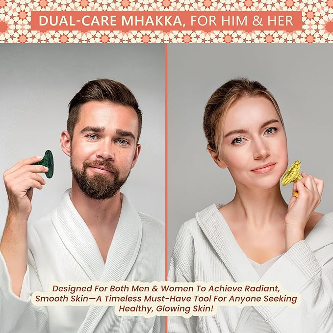 Face Scrubber Exfoliator – Gentle Face Exfoliator Scrubber & Facial Brush for Cleaning and Exfoliating – Moroccan Clay & Sabra Fabric Pad for Smooth Radiant Skin, Men & Women