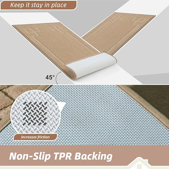 BEQHAUSE Door Mat 24" x 36", Non-Slip Door Mats Indoor Entryway Rugs Washable Low-Profile Absorbent and Stain Resist Floor Mats, Dog Door Mat for Front Back Door, Mud Wet Shoes & Paws, Beige