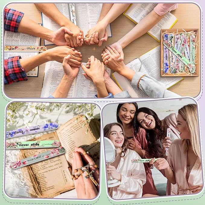 50 Pack Christian Gifts for Women Scripture Mini Nail Files Christian Party Favors Bible Verse Emery Boards Religious Small Gifts Party Favors for Employee Staff Coworkers Office Supplies