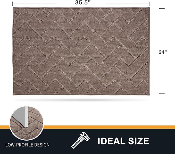 PURRUGS Dirt Trapping Door Mat 24" x 35.5", Non-Slip Machine Washable Entry Rug, Dog Doormat, Indoor Front Door Mat, Super Absorbent Entryway Rug for Muddy Shoes & Paws, Grayish Brown