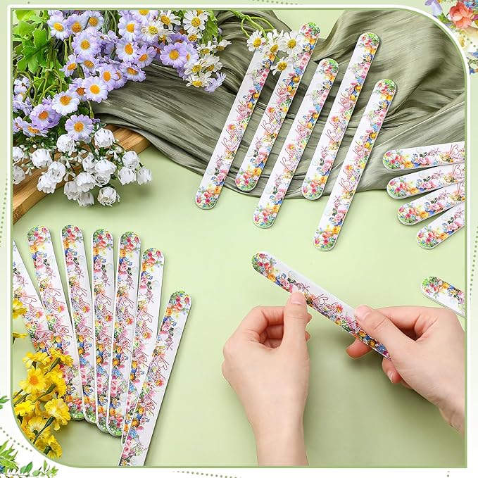 50 Pcs Baby in Bloom Baby Shower Favors Decorations Party Games Winners Prizes Gifts Bulk Floral Emery Board Nail File for Adults Guests Gender Reveal Favors Decorations Gift Bags Stuffers